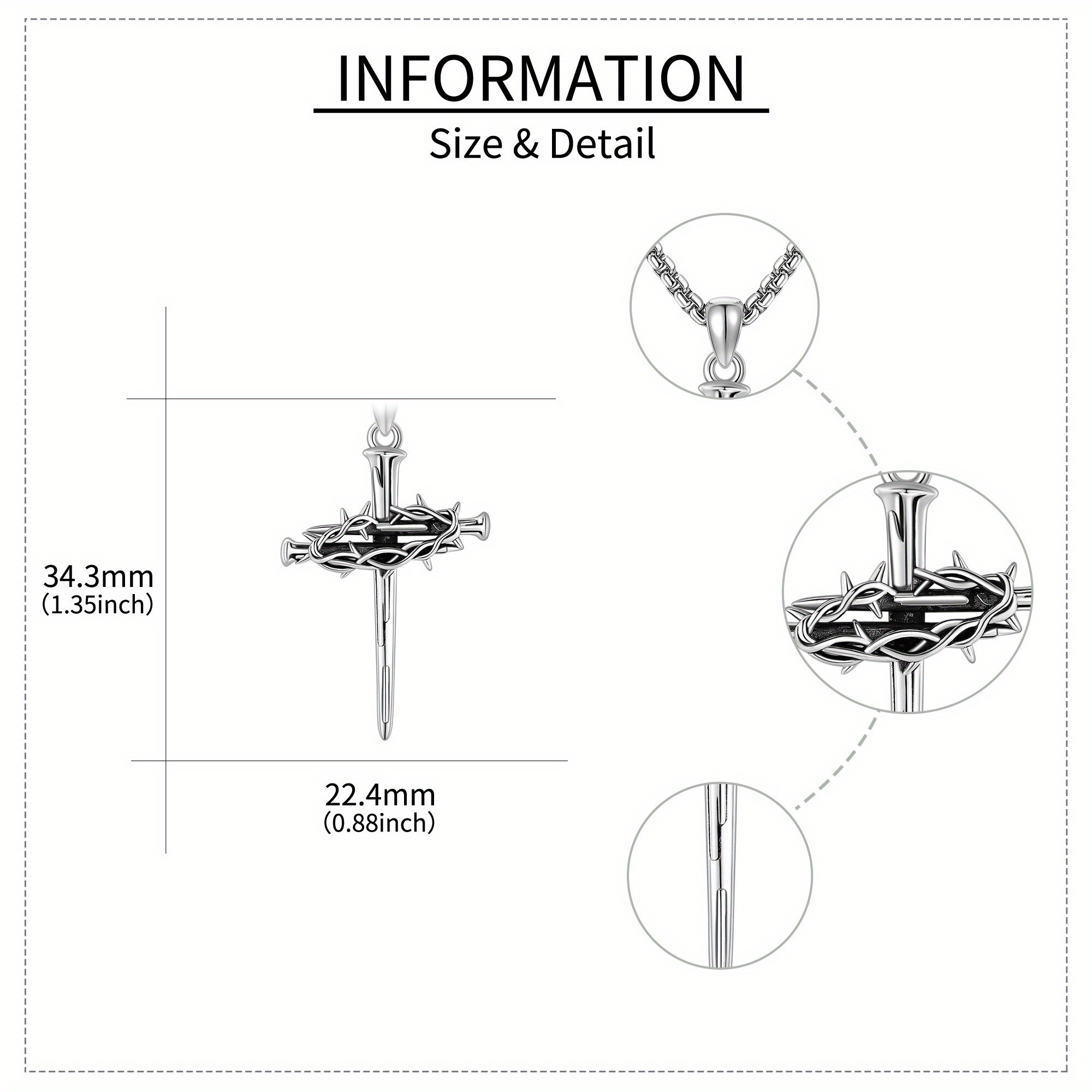 YAFEINI 925 Sterling Silver Cross Pendant Necklace